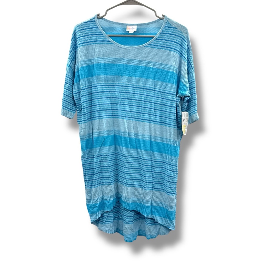 LuLaRoe NWT‎ Irma Tunic Top Striped Women’s Size XXS Blue Short Sleeve